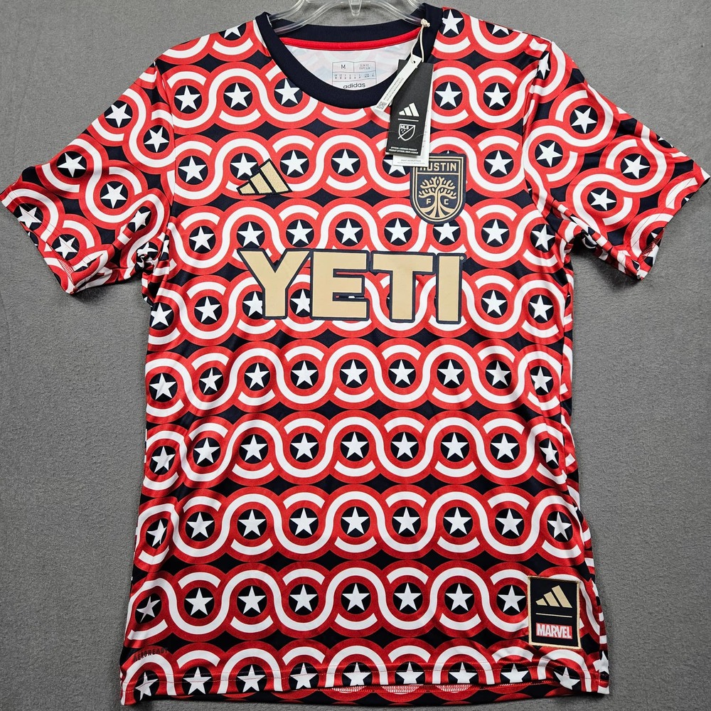 Austin FC Jersey Adidas Yeti Marvel Captain America Shield Print Soccer Medium